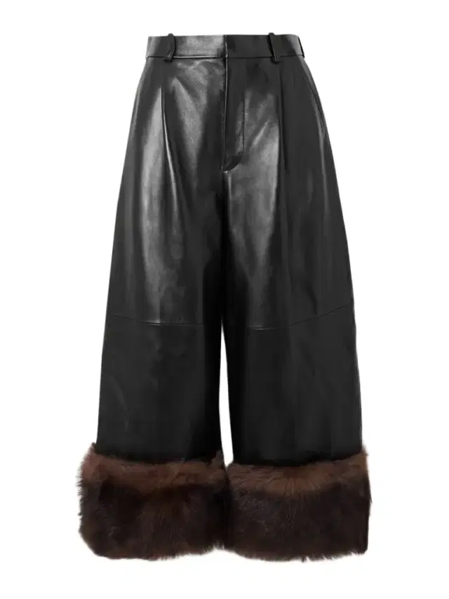 Convertible Cropped Shearling-trimmed Leather Wide-leg Pants