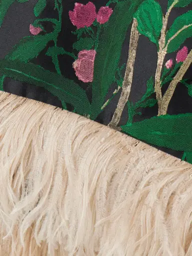La DoubleJ Icon La Scala Feather-trimmed Floral-jacquard Top | Thumbnail 4 La DoubleJ Icon La Scala Feather-trimmed Floral-jacquard Top | Thumbnail 4