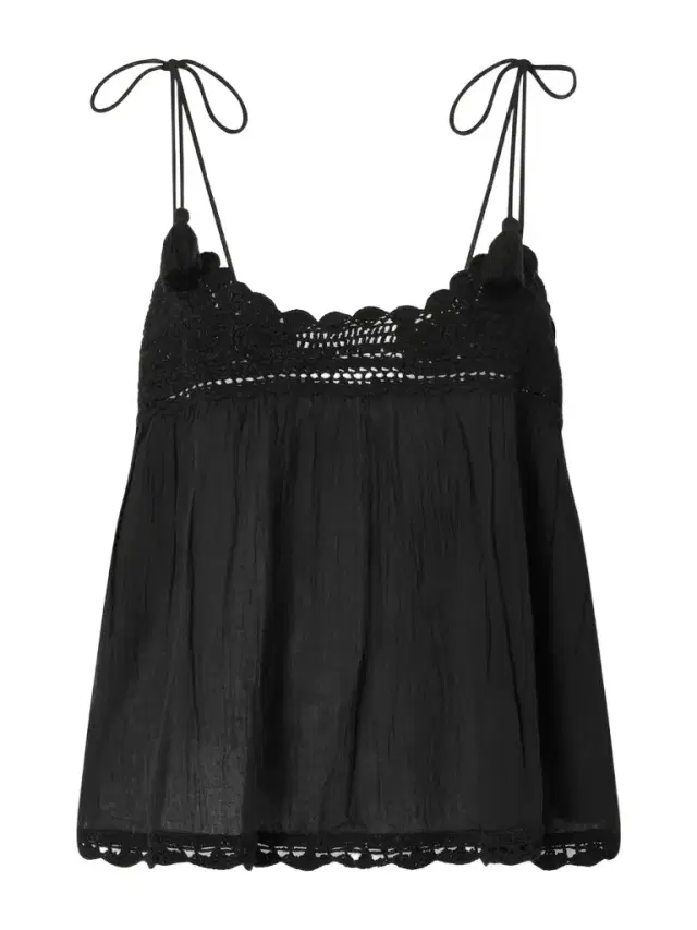Bermuda Tasseled Crochet-trimmed Cotton Top