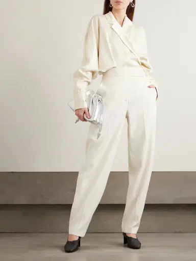 Joseph Aix Satin-trimmed Crepe Tapered Pants | Thumbnail 2