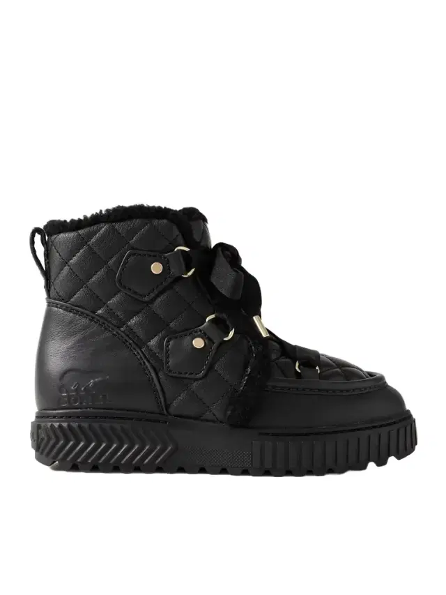 One Alpine Lux Fleece-lined Quilted Leather Ankle Boots