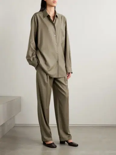 The Row Sorina Pleated Wool-flannel Straight-leg Pants | Thumbnail 2 The Row Sorina Pleated Wool-flannel Straight-leg Pants | Thumbnail 2