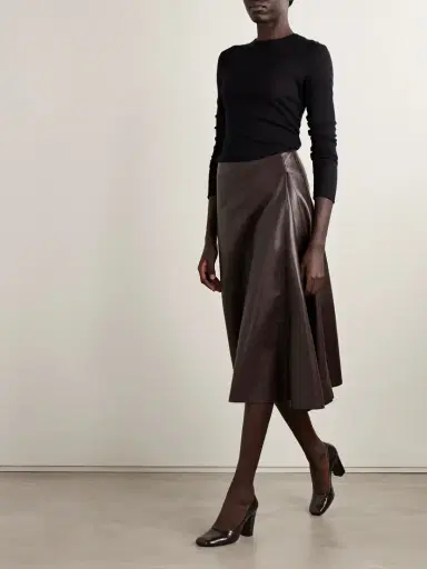 The Row Hedora Pleated Paneled Leather Skirt | Thumbnail 2