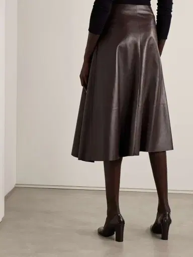The Row Hedora Pleated Paneled Leather Skirt | Thumbnail 3