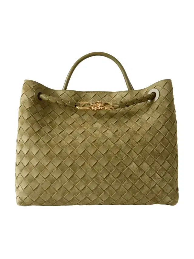 Andiamo Medium Leather-trimmed Intrecciato Suede Tote