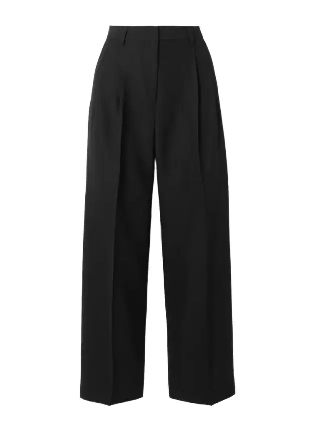 Pleated Wool Wide-leg Trousers
