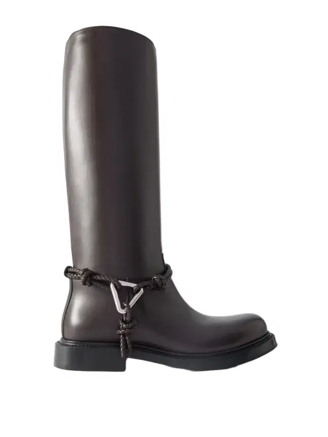 James Intrecciato-trimmed Leather Knee Boots