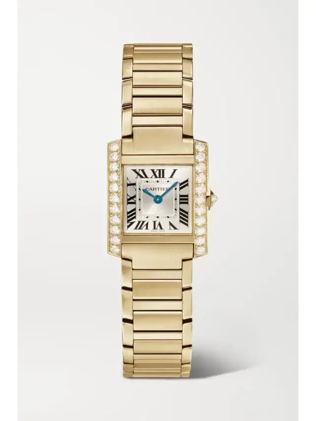 Tank Française Small 18-karat Gold Diamond Watch