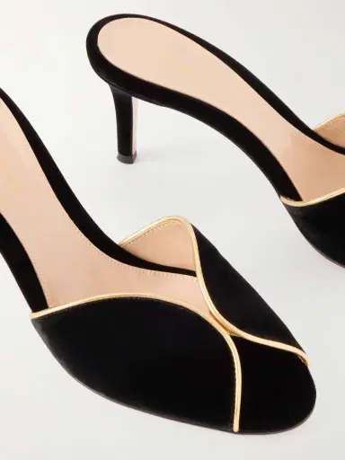 Gianvito Rossi 70 Leather-trimmed Velvet Mules | Thumbnail 4 Gianvito Rossi 70 Leather-trimmed Velvet Mules | Thumbnail 4