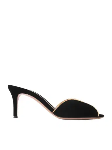 Gianvito Rossi 70 Leather-trimmed Velvet Mules | Thumbnail 1 Gianvito Rossi 70 Leather-trimmed Velvet Mules | Thumbnail 1
