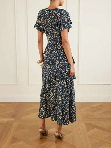 Ulla Johnson Amaia Ruffled Printed Silk Crepe De Chine Midi Dress | Thumbnail 3 Ulla Johnson Amaia Ruffled Printed Silk Crepe De Chine Midi Dress | Thumbnail 3