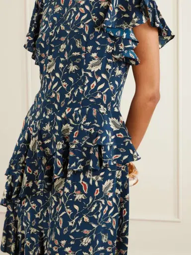 Ulla Johnson Amaia Ruffled Printed Silk Crepe De Chine Midi Dress | Thumbnail 4 Ulla Johnson Amaia Ruffled Printed Silk Crepe De Chine Midi Dress | Thumbnail 4