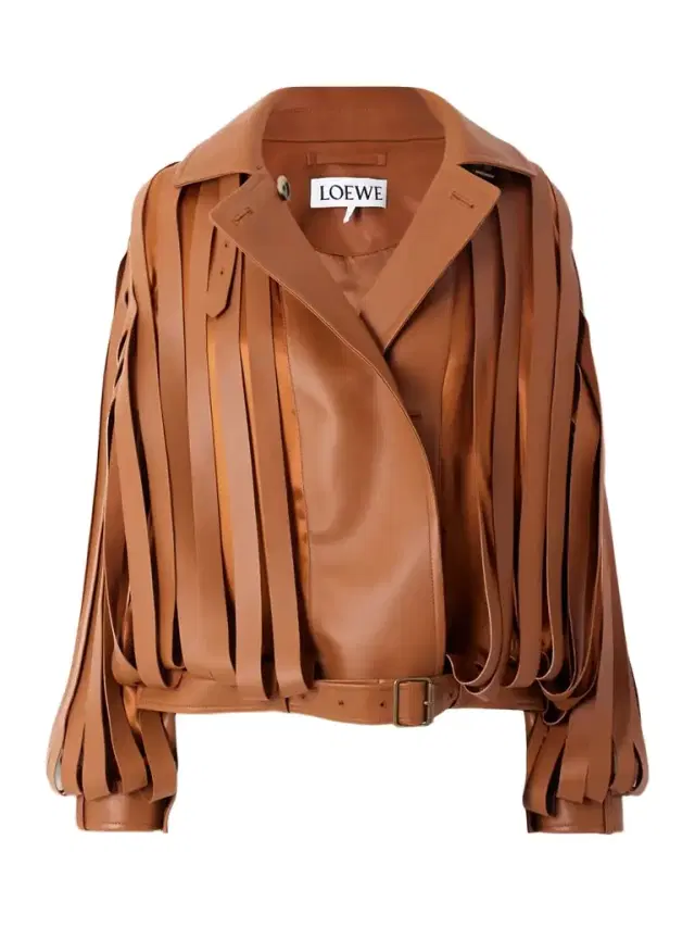 Layered Cutout Leather And Silk-satin Jacket