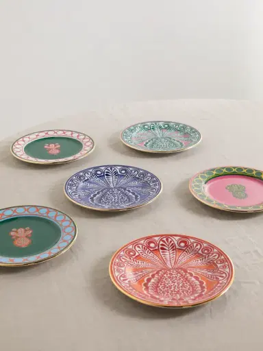 La DoubleJ Set Of Six Gold-plated Porcelain Dessert Plates | Thumbnail 1