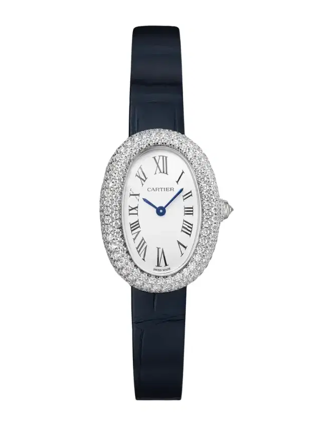 Baignoire 23.09mm Small 18-karat White Gold, Alligator And Diamond Watch