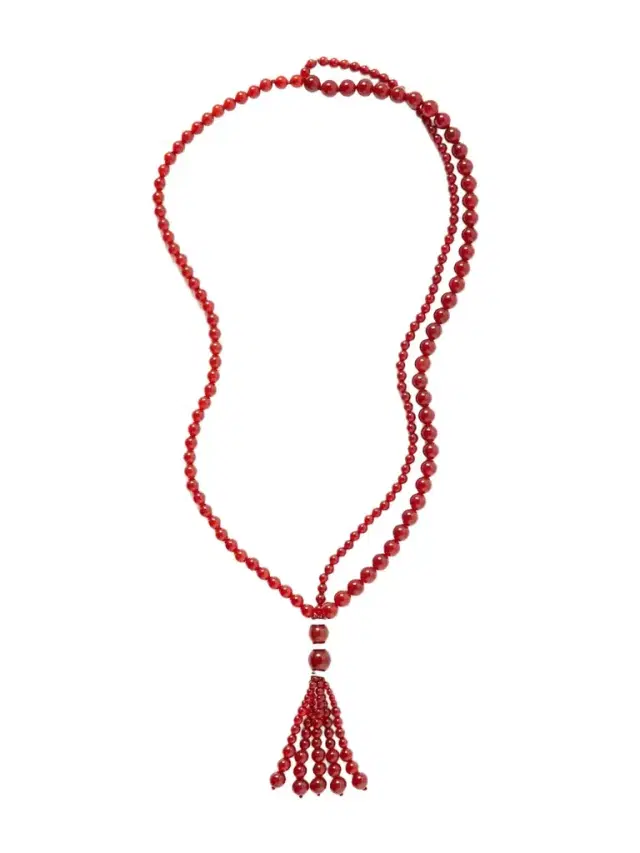 Venice Opera Tasseled Carnelian And Silver Necklace