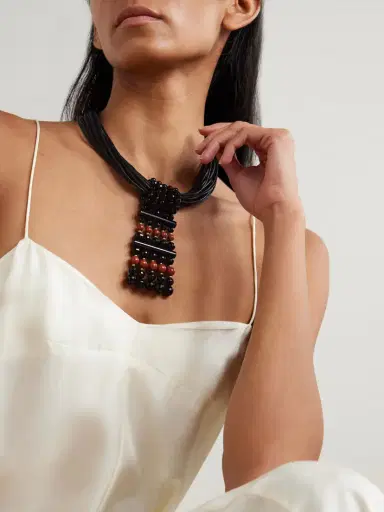 Le Sundial The Sculptural Waxed-cotton, Onyx And Jasper Necklace | Thumbnail 2 Le Sundial The Sculptural Waxed-cotton, Onyx And Jasper Necklace | Thumbnail 2
