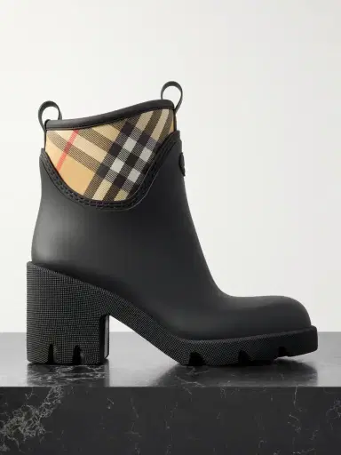Burberry Marsh Stamp Checked Nylon-trimmed Rubber Ankle Boots | Thumbnail 1