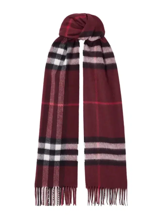 Burberry Fringed Checked Cashmere Scarf