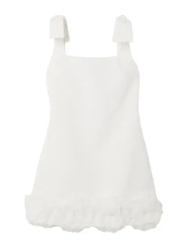 Self-Portrait Bow-detailed Lace-trimmed Crepe Mini Dress | Thumbnail 1 Self-Portrait Bow-detailed Lace-trimmed Crepe Mini Dress | Thumbnail 1