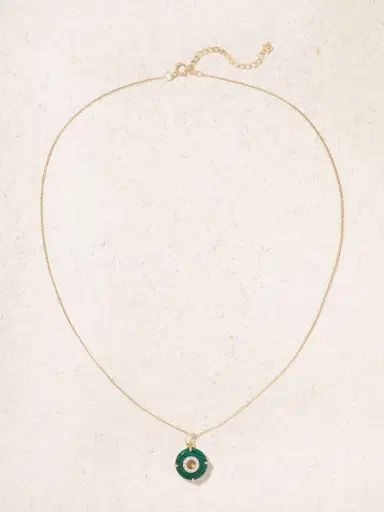 Mateo Donut 14-karat Gold, Malachite And Diamond Necklace | Thumbnail 4 Mateo Donut 14-karat Gold, Malachite And Diamond Necklace | Thumbnail 4