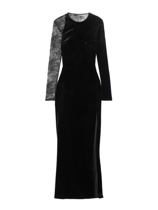 Lace-paneled Velvet Maxi Dress