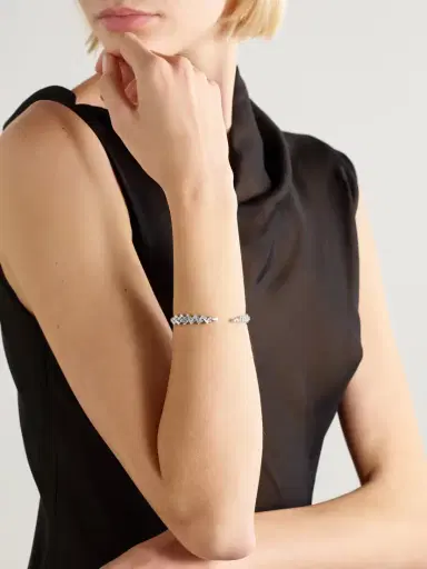 YEPREM Y-not 18-karat White Gold Diamond Cuff | Thumbnail 2