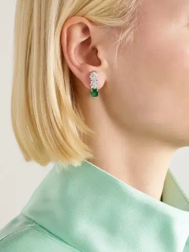 YEPREM 18-karat White And Yellow Gold, Diamond And Emerald Clip Earrings | Thumbnail 2 YEPREM 18-karat White And Yellow Gold, Diamond And Emerald Clip Earrings | Thumbnail 2