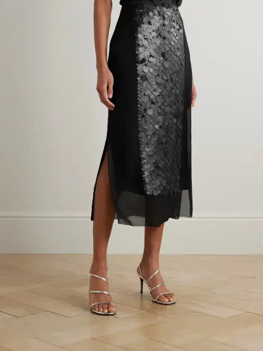 Joseph Cambo Pailette-embellished Crepe De Chine Midi Skirt | Thumbnail 3