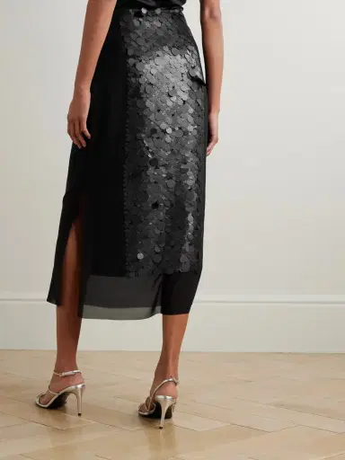 Joseph Cambo Pailette-embellished Crepe De Chine Midi Skirt | Thumbnail 4