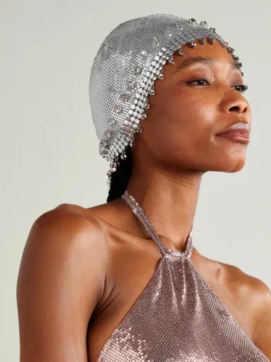 Rabanne Fringed Crystal-embellished Silver-tone Chainmail Hat | Thumbnail 2