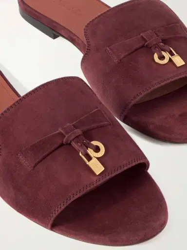 Loro Piana Summer Charms Suede Slides | Thumbnail 4