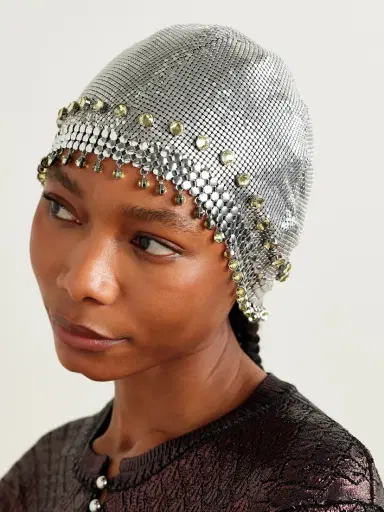 Rabanne Fringed Crystal-embellished Silver-tone Chainmail Hat | Thumbnail 2