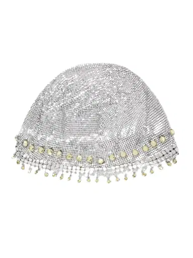 Rabanne Fringed Crystal-embellished Silver-tone Chainmail Hat | Thumbnail 1