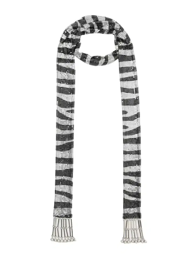 Fringed Zebra-print Chainmail Scarf