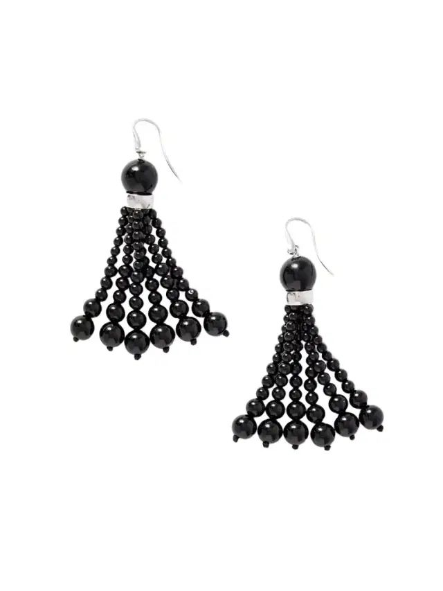 Le Sundial Venice Opera Tasseled Onyx Earrings