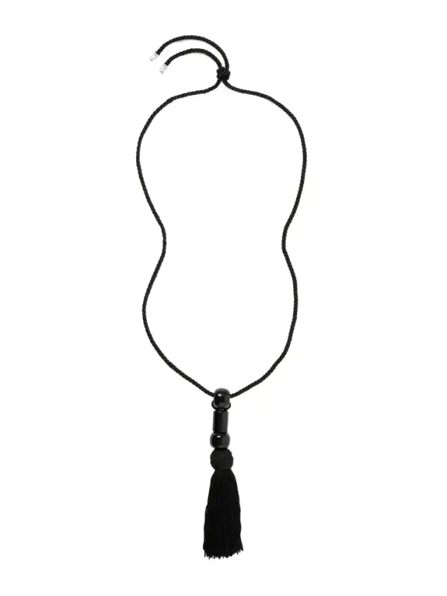 Le Sundial Trinity Silver, Onyx And Satin Cord Necklace