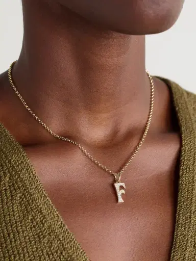 Marlo Laz Initial Charm 14-karat Gold Diamond Necklace | Thumbnail 2