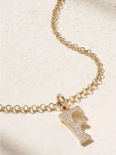 Marlo Laz Initial Charm 14-karat Gold Diamond Necklace | Thumbnail 4