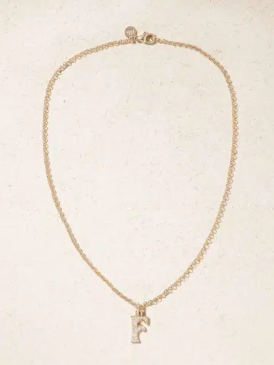 Marlo Laz Initial Charm 14-karat Gold Diamond Necklace | Thumbnail 5