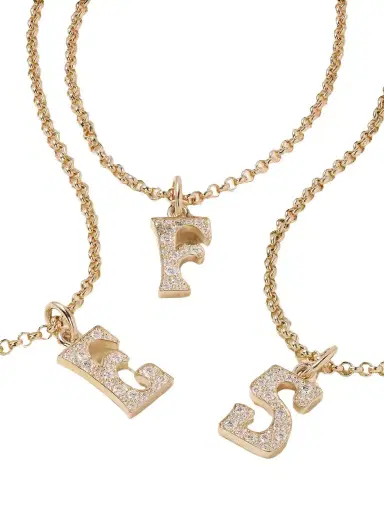 Marlo Laz Initial Charm 14-karat Gold Diamond Necklace | Thumbnail 1