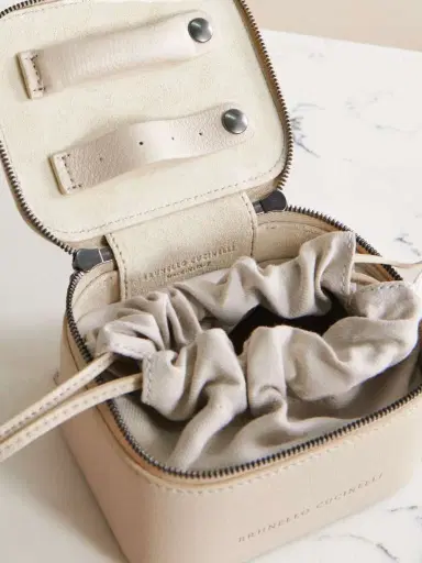 Brunello Cucinelli Bead-embellished Textured-leather Cosmetics Case | Thumbnail 4 Brunello Cucinelli Bead-embellished Textured-leather Cosmetics Case | Thumbnail 4