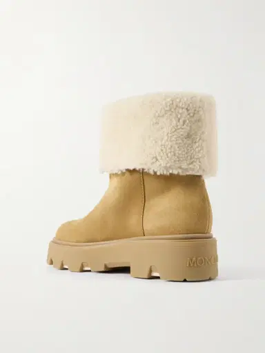 Moncler Aurea Appliquéd Shearling-trimmed Suede Ankle Boots | Thumbnail 3
