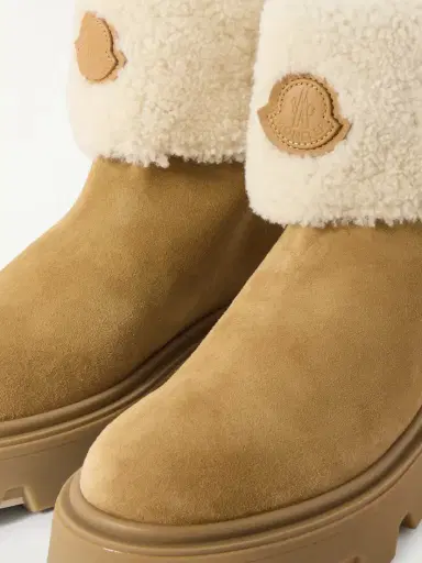Moncler Aurea Appliquéd Shearling-trimmed Suede Ankle Boots | Thumbnail 4