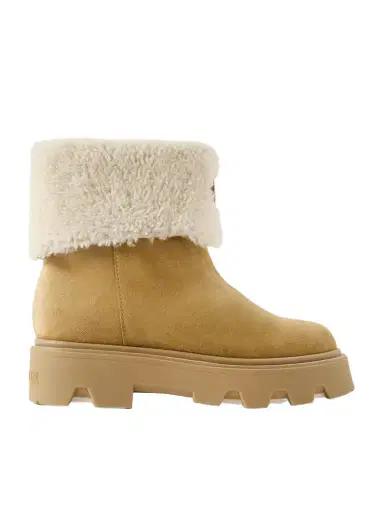 Moncler Aurea Appliquéd Shearling-trimmed Suede Ankle Boots | Thumbnail 1