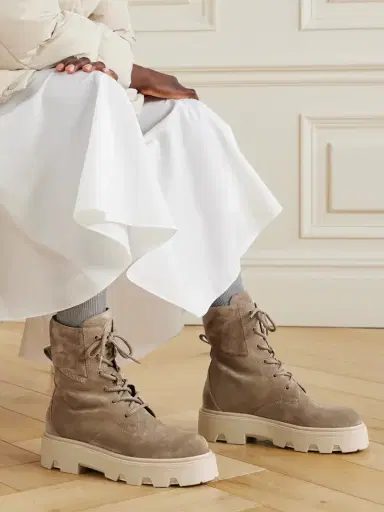 Moncler Aurea Paneled Suede Ankle Boots | Thumbnail 2 Moncler Aurea Paneled Suede Ankle Boots | Thumbnail 2