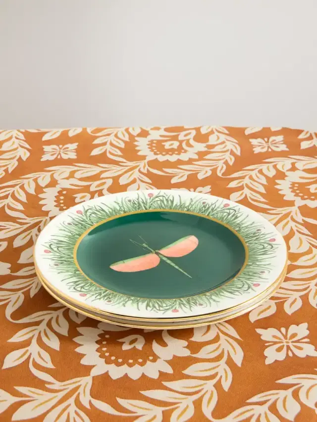 La DoubleJ Set Of Two Gold-plated Printed Porcelain Dinner Plates