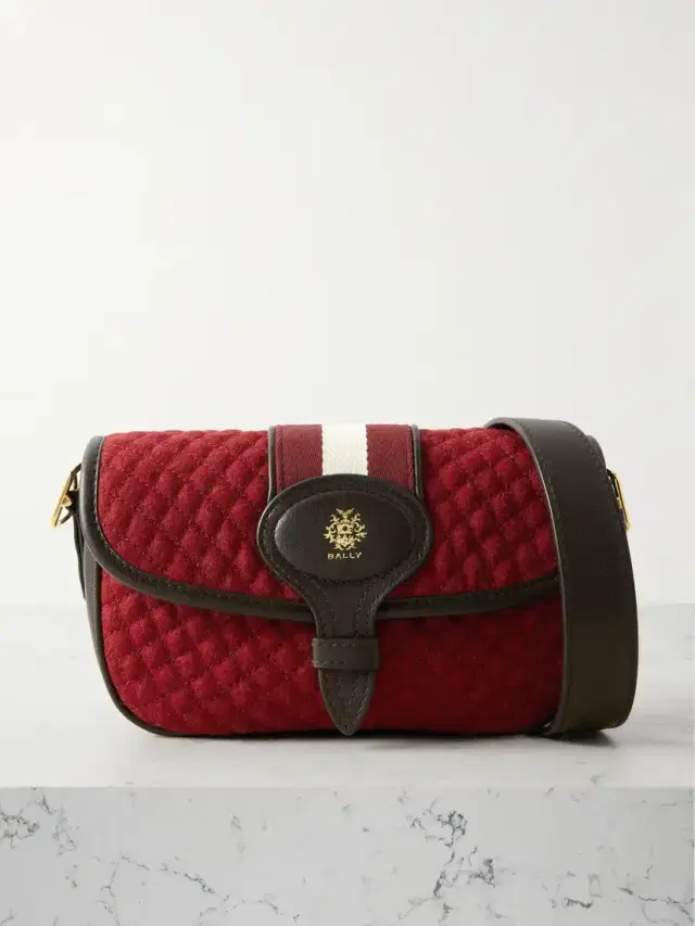 Quilted Webbing And Leather-trimmed Wool-bouclé Shoulder Bag