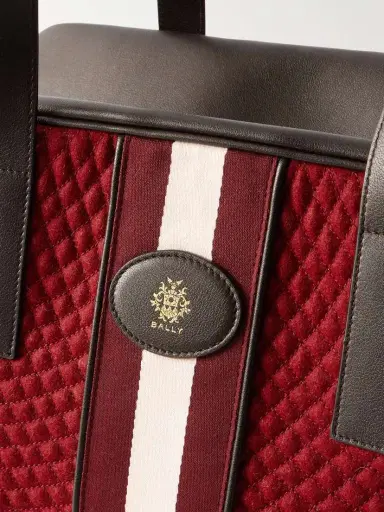 BALLY Weekender Leather And Striped Canvas-trimmed Quilted Felt Tote | Thumbnail 4 BALLY Weekender Leather And Striped Canvas-trimmed Quilted Felt Tote | Thumbnail 4