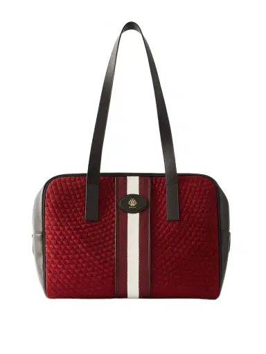 BALLY Weekender Leather And Striped Canvas-trimmed Quilted Felt Tote | Thumbnail 1 BALLY Weekender Leather And Striped Canvas-trimmed Quilted Felt Tote | Thumbnail 1